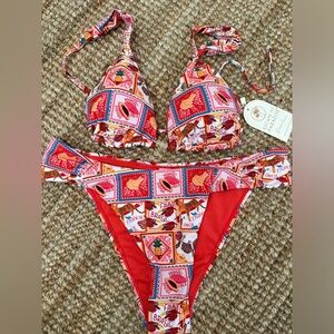 Escape To Paradise Colorful Patterned Bikini Set NEW